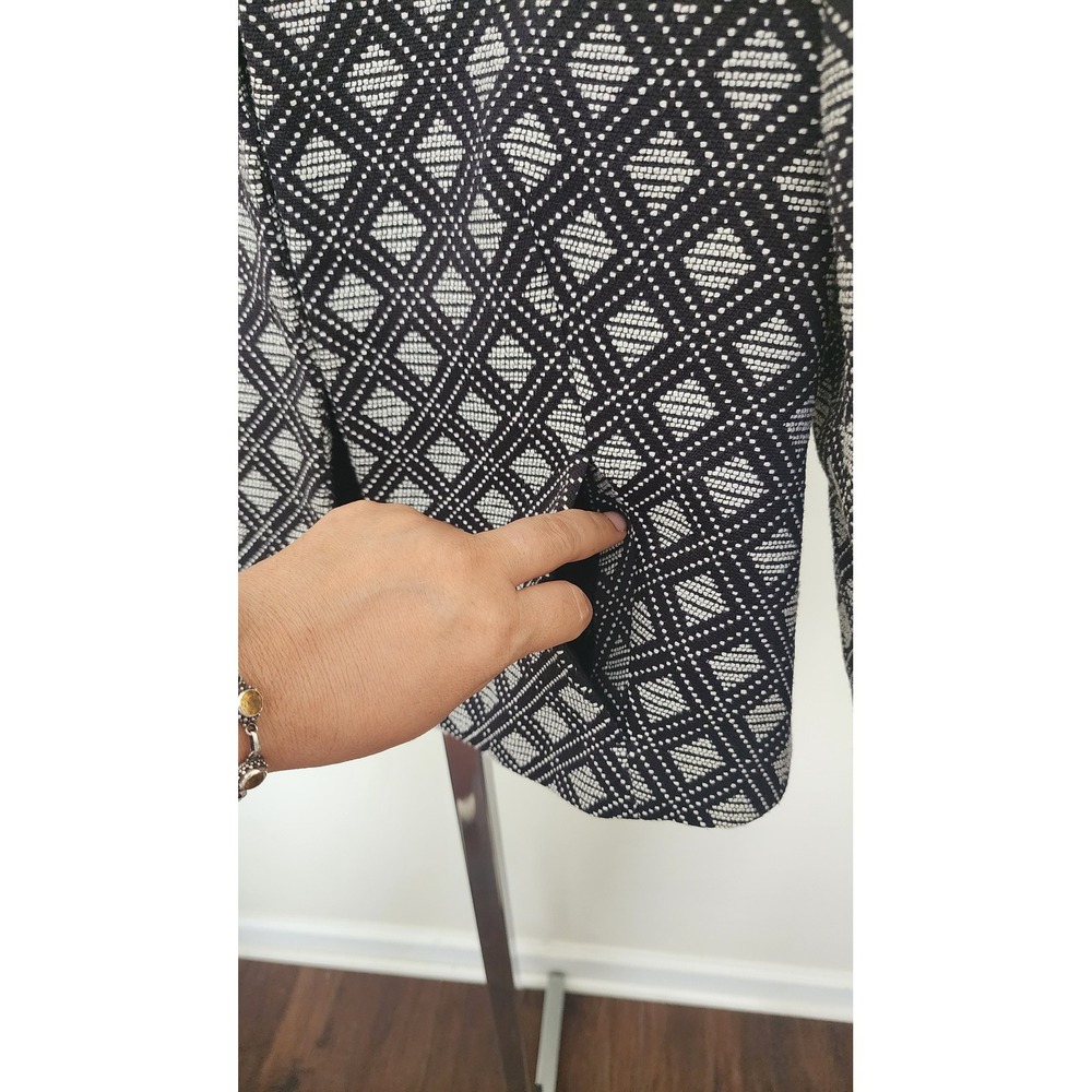 Banana Republic Womens Black White Geometric Diamond Jacquard Blazer Jacket 6 - Picture 6 of 9